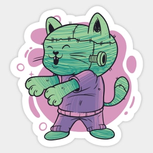 Cute Frankenstein Cat Monster // Adorable Halloween Monster Sticker